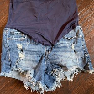 Pink blush maternity cut off shorts